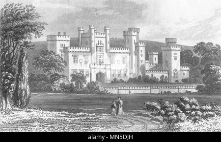 DURHAM. Ravensworth Castle, Durham. DUGDALE 1845 ancienne imprimer photo Banque D'Images