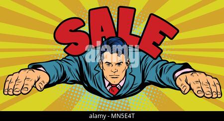 Serious businessman mouches, les ventes. Pop art retro vector illustration comic cartoon dessin kitsch Illustration de Vecteur