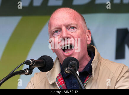 Matt Rack, Secrétaire général de l'Union européenne d'incendie, d'adresses d'un rassemblement à Hyde Park Banque D'Images