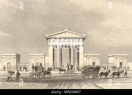 La gare de Euston. Londres et Birmingham Railway terminus. Doric arch. DUGDALE c1840 Banque D'Images