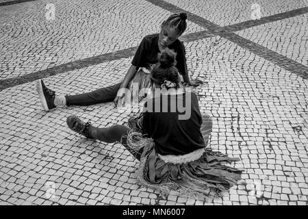 Les jeunes danseurs africains, rue Augusta, Lisbonne, Portugal Banque D'Images