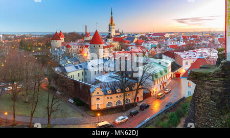 Vue aérienne de la vieille ville de Tallinn, Estonie Banque D'Images