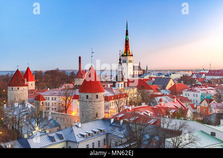 Vue aérienne de la vieille ville de Tallinn, Estonie Banque D'Images