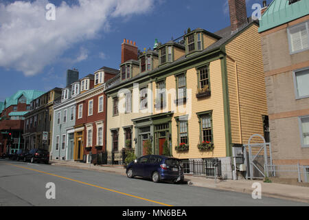 Maisons victoriennes historiques à Halifax, Nouvelle-Écosse. Banque D'Images