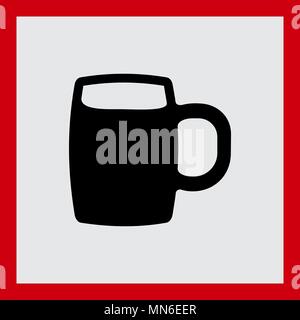 Silhouette noire beer mug rempli de bière Illustration de Vecteur