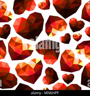 Motif de losange rouge transparente coeurs avec des visages de différentes tailles en manière chaotique Illustration de Vecteur