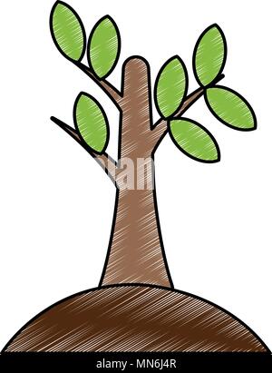Arbre planté isolé scribble Illustration de Vecteur