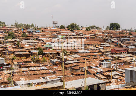 Nairobi, Kenya, Afrique-03/01/2018.Vue sur le bidonville de Nairobi au Kenya en Afrique du Nord-Ouest Banque D'Images