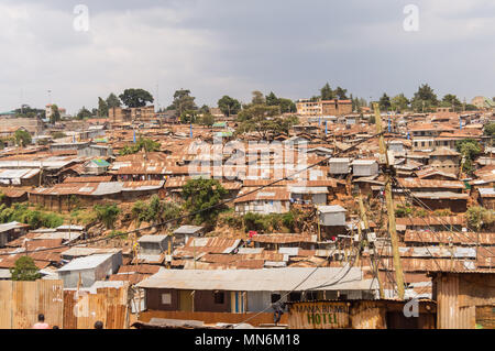 Nairobi, Kenya, Afrique-03/01/2018.Vue sur le bidonville de Nairobi au Kenya en Afrique du Nord-Ouest Banque D'Images