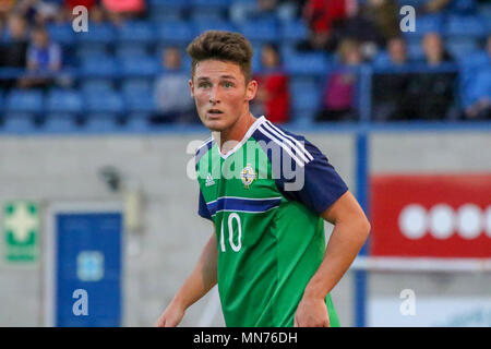 La Jordanie Thompson jouant pour l'équipe d'Irlande du Nord de moins de 21 ans contre l'Albanie le 31 août 2017 à Mourneview Park. En vertu de l'UEFA 2019 21 Qualificatif Championnat - Groupe 2 - L'Irlande du Nord v l'Albanie. Banque D'Images