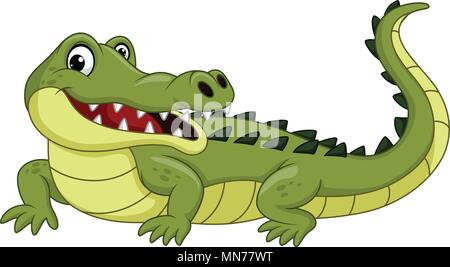 Crocodile dessin animé isolé sur fond blanc Illustration de Vecteur