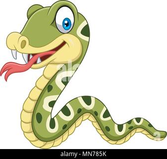 Cartoon happy serpent isolé sur fond blanc Illustration de Vecteur