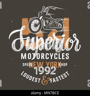 Motorcycle vintage typographie pour vêtements / T-shirt graphiques / illustration vectorielle avec une moto et lettrage fait main Illustration de Vecteur