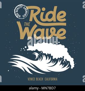 Art surf / Surf Californie fait main typographie / T-shirt apparel imprimer des graphiques / Graphic Tee Original Illustration de Vecteur