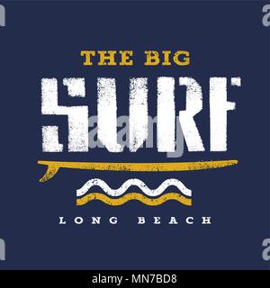 L'oeuvre de surf. Le Big Surf Long Beach. T shirt graphiques Illustration de Vecteur