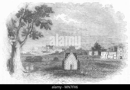 Londres. St Jamess Palace & Westminster, du Charing 1845 vieux ancien Banque D'Images