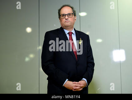 15 mai 2018, Berlin, Allemagne : le président régional catalan Quim Torra (l) lors d'une conférence de presse. Photo : Kay Nietfeld/dpa Banque D'Images