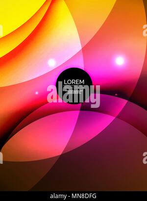 Les cercles qui se chevauchent sur un fond abstrait. Les cercles qui se chevauchent sur fond abstrait lumineux avec effets de lumière brillante, modèle de conception de style magique Illustration de Vecteur