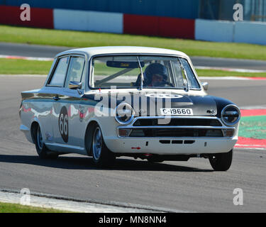 Viggo Lund, Ford Cortina Lotus, U2TC Trophée pour 66 litres d'avant en vertu de deux voitures de tourisme, U2TC Trophy, pré-66 moins de 2 litre de tourismes, Donington Histori Banque D'Images