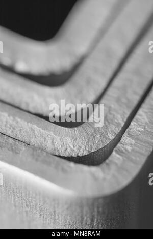 Macro close-up de certaines pièces en aluminium. Métaphore de la ferronnerie, des éléments en métal. Banque D'Images