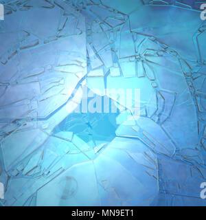 Surface fissurée Icy blue abstract 3d illustration, horizontal, l'arrière-plan Banque D'Images