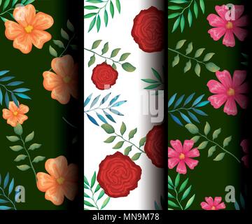 Branches avec des schémas décoratifs feuilles Illustration de Vecteur