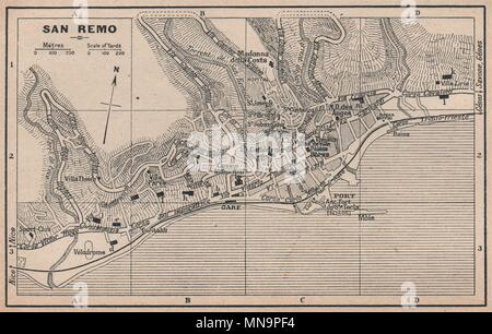 SAN REMO SANREMO vintage town city plan pianta della Città. Italie 1930 Ancien site Banque D'Images