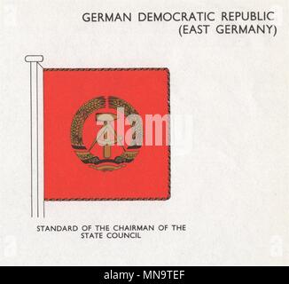 Rda (Allemagne de l'Est) les drapeaux. Niveau de la présidente du conseil d'Etat 1958 Banque D'Images