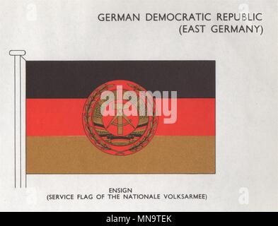 République démocratique allemande (Allemagne de l'Est) les drapeaux. Ensign vieille 1958 imprimer Banque D'Images