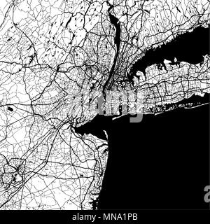 New York City, USA, carte Monochrome oevre, contours vectoriels, version prête pour le changement de couleur, séparés sur blanc Illustration de Vecteur