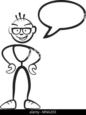 Stick figure l'homme bulle, dessin vectoriel sur fond blanc Illustration de Vecteur