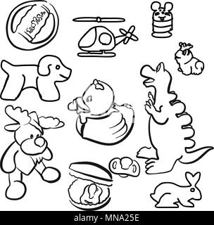 Jouets bébé Doodles être esquissée, illustrations vectorielles Illustration de Vecteur