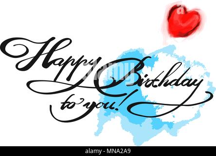 Joyeux anniversaire à vous avec l'arrière-plan de couleur, Hand drawn Vector Concept de carte de Vœux de calligraphie Illustration de Vecteur