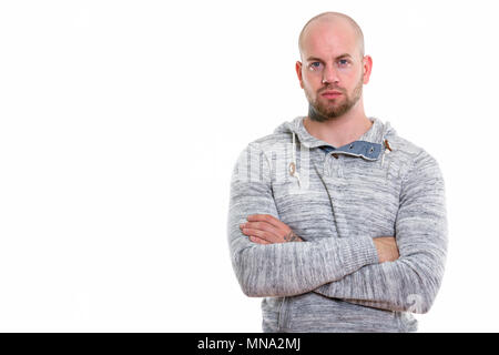 Portrait de jeune homme musclé chauve Banque D'Images