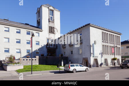 Elverum, Norvège - 3 octobre 2016 : l'extérieur de l'hôtel de ville municipal Elverum en tbe centre ville d'Elverum. Banque D'Images