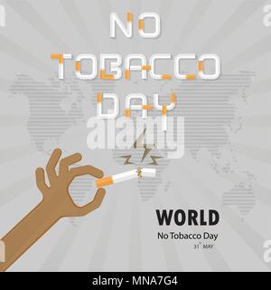 Des mains humaines et casse de l'icône de cigarette avec du tabac Fumer logo vector modèle de conception.Le 31 mai Journée mondiale sans tabac.Ne pas fumer.Journée sans tabac Awaren Illustration de Vecteur