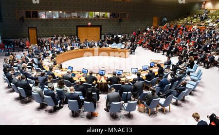 New York, USA. Le 15 mai 2018. Réunion du Conseil de sécurité des Nations Unies à New York. Le Conseil de sécurité des Nations Unies a discuté de la violence en cours entre les forces israéliennes et l'ouverture de Gaza, la frontière entre Israël et la bande de Gaza. Credit : SOPA/Alamy Images Limited Live News Banque D'Images