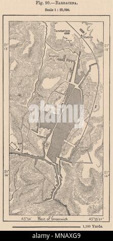 Barbacena. Le Brésil. Minas Gerais 1885 ancienne carte graphique plan vintage Banque D'Images