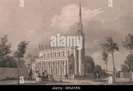 St Michael et Tous les Anges à Blackheath Park. Londres. BAYNES 1829 old print Banque D'Images