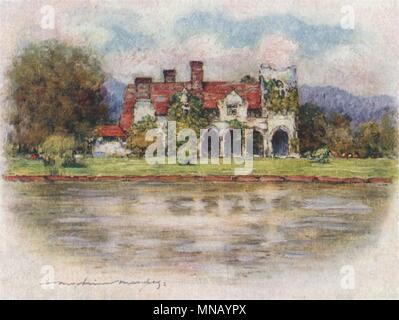 Edmenham «' Abbaye par Mortimer Menpes. Le Buckinghamshire. Petit vieux 1906 imprimer Banque D'Images