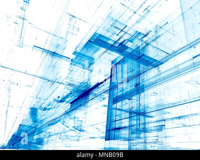 Fond blanc et bleu - abstract image générée numériquement Banque D'Images