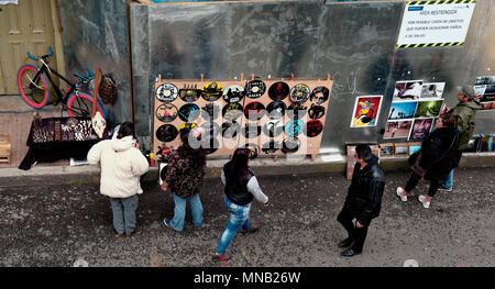 Stand de vente horloges photo des disques, des disques de vinyle de 12 pouces Banque D'Images