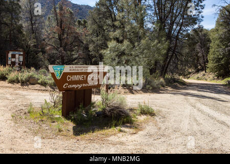 Chimney creek campground signer dans la partie sud de la Sierra Nevada. Inyokern Californie USA Banque D'Images