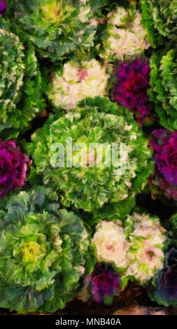 Abstract digital peinture à l'huile de fleurs plein de texture et couleur vive Banque D'Images
