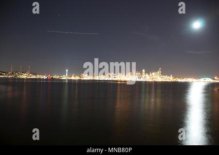 La nuit Seattle City scape Banque D'Images