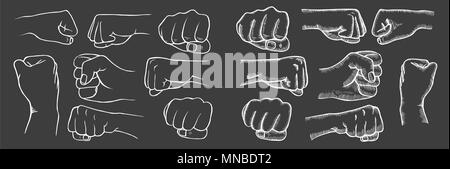 Ensemble de style vintage en poings isolé sur fond blanc. Dans le style de la gravure ancienne, de l'illustration. Banque D'Images