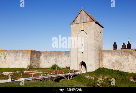 L'Dalman tour dans le mur de la ville de Visby situé dans la province suédoise de Gotland, vu de l'extérieur de la ville. Banque D'Images