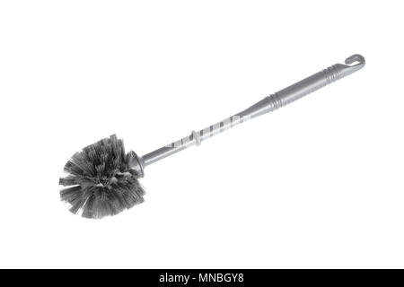 Brosse en plastique gris toilte isolé sur fond blanc. Banque D'Images