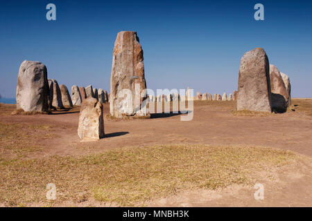 Ale stones est un navire de pierre au sud coût de la province suédoise de Scania. Banque D'Images