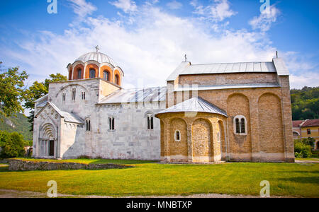 Monastère orthodoxe Studenica, Serbie, Unesco world heritage site. Il est surtout connu pour sa remarquable collection de fresques du 13ème siècle. Banque D'Images